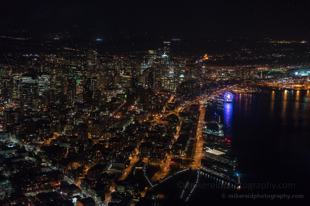 Seattle Aerial Photography Seattle Skyline at Night